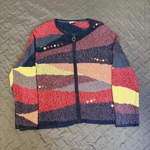 Vintage 90s Christopher & Banks multicoloured sweater zipper Size XL Women’s
